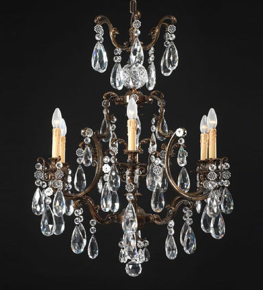 6 Light Brass Chandelier With Bohemian Crystals