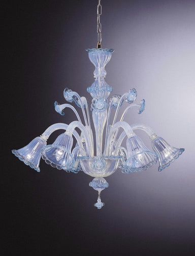 Opalescent Aquamarine Murano Glass Chandelier