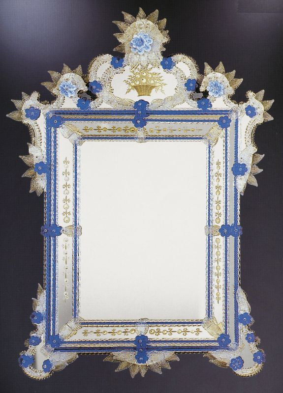 17th century baroque-style wall mirror with custom Murano glass