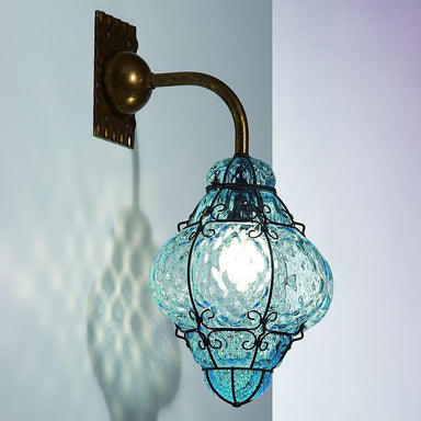 Aquamarine  Murano glass 'baloton' wall lantern