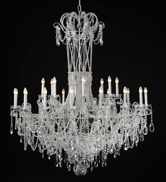 24 Light silver chandelier with Bohemian crystals