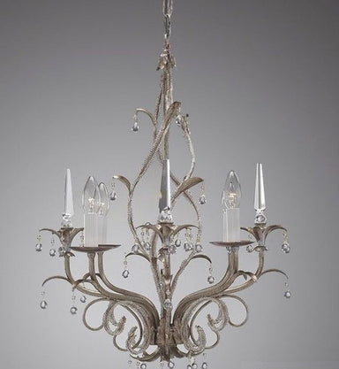 Chandelier in Dark Silver Metal with Glass Crystals