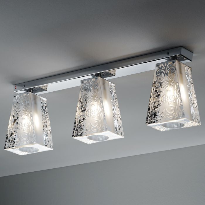 Vicky E03 lead crystal triple ceiling light from Fabbian