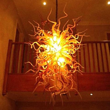 Customizable Chihuly-style art glass chandelier
