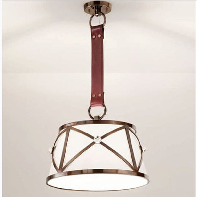 Modern pendant light with Swarovski gem &  faux leather strap