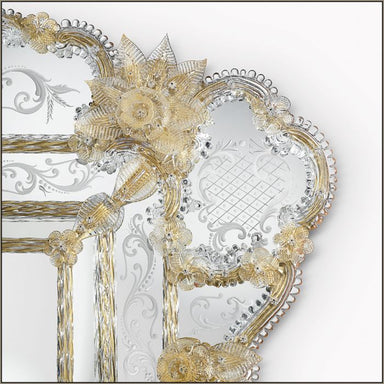 Decorative Venetian mantelpiece mirror with Murano glass
