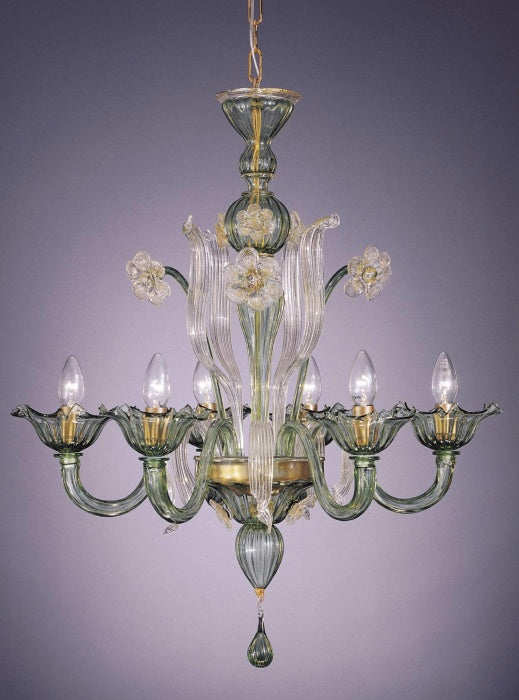 Murano crystal and green glass chandelier