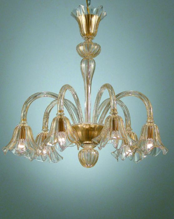 Gold and crystal Murano glass chandelier