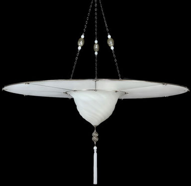Fortuny style ceiling light in white Murano glass