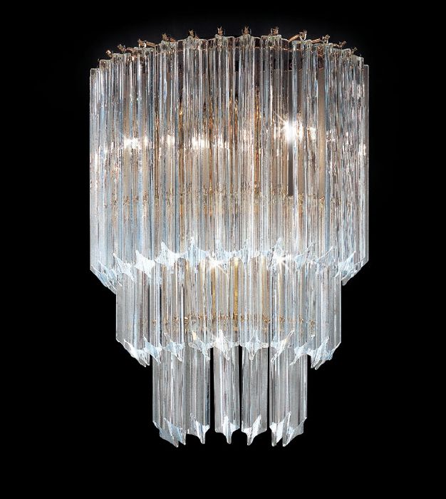 Wall light with four-sided Murano glass or crystal prisms