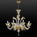 Crystal clear Murano glass chandelier with golden decoration