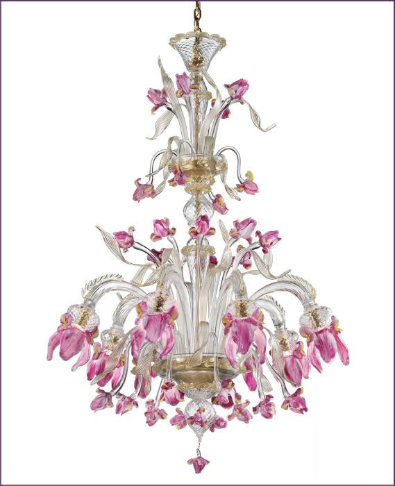 Murano pink flower chandelier in 9 sizes