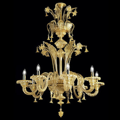 Gold Murano glass chandelier with 8 lights