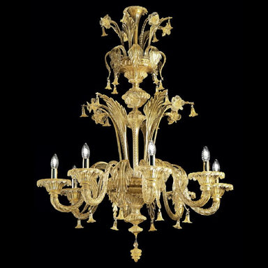 Gold Murano Glass Chandelier With 8 Lights