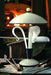 White art deco Murano glass table lamp with black trim