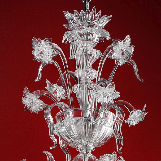 Clear Murano cristallo glass chandelier in 9 sizes