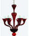Dark red Murano glass art deco chandelier