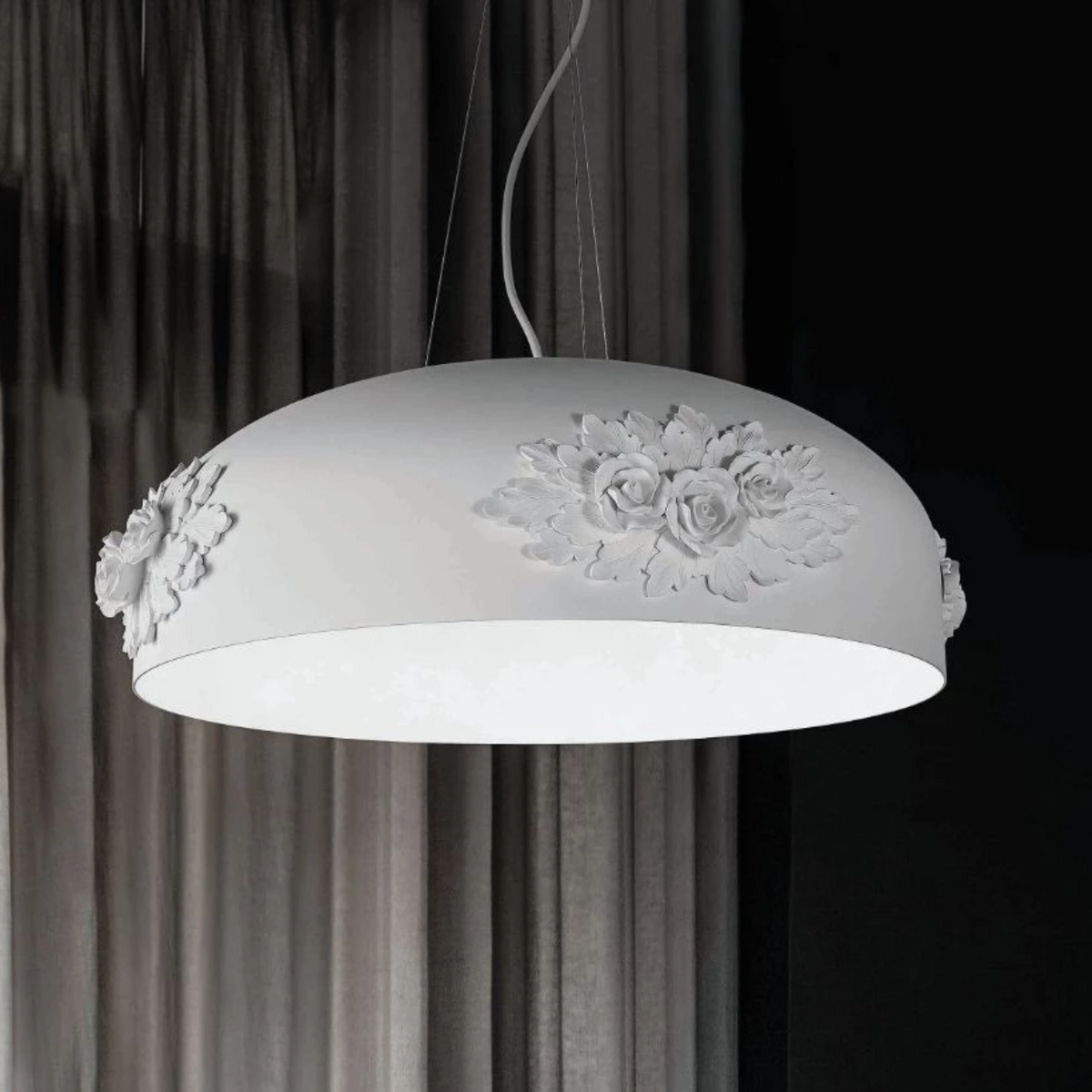 Masiero 65cm domed ceiling pendant with rose relief detailing