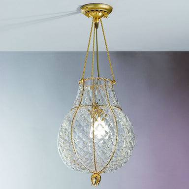 Clear Murano crystal and gold ceiling light