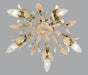 5 Lamp Ceiling Light in Green & Cream with Glass Crystals