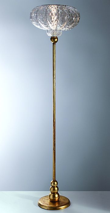Clear baloton crystal floor lamp with gold leaf base
