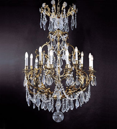 15 Light French Gold Chandelier With Bohemian Crystals