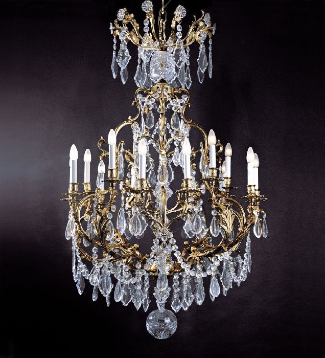 15 Light French Gold Chandelier with Bohemian Crystals