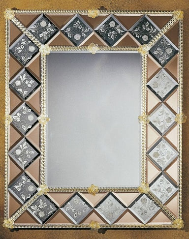 Large Venetian Mirror With Gold-Infused Murano Glass Detail