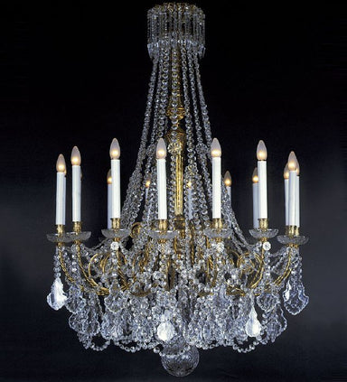 16 Light French Gold Chandelier with Crystals
