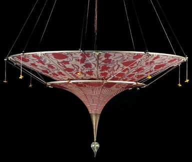 Red Fortuny style Murano glass chandelier