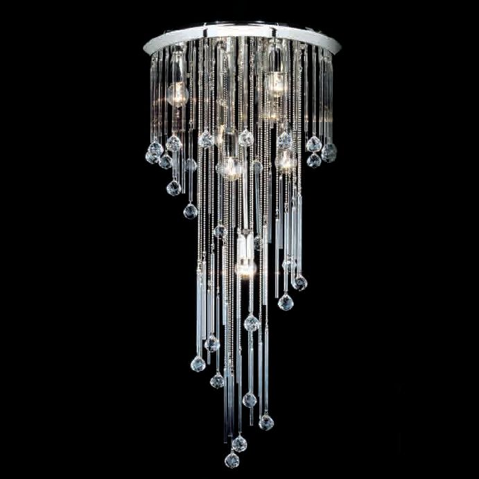 Circular chrome ceiling light with premium crystals