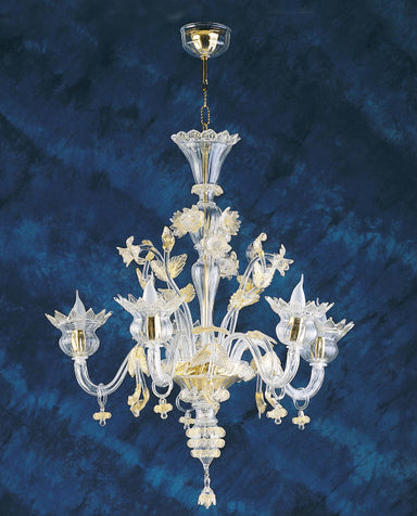 Golden Murano glass chandelier with droplets