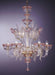 Murano crystal chandelier with pink and gold accents
