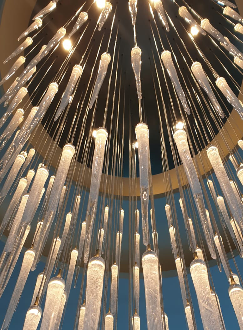 Breathtaking 3 Metre Stairwell Murano Glass Chandelier by Beby