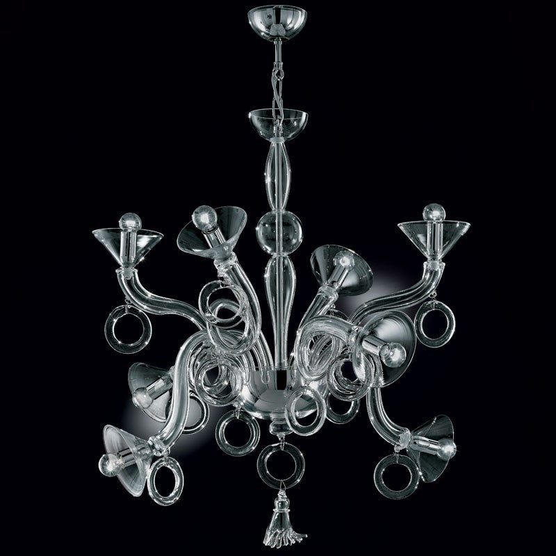 Quirky black and white Murano glass art chandelier