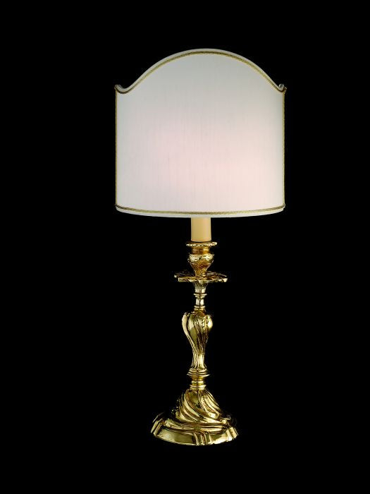 Brass table light with white Venetian-style shade
