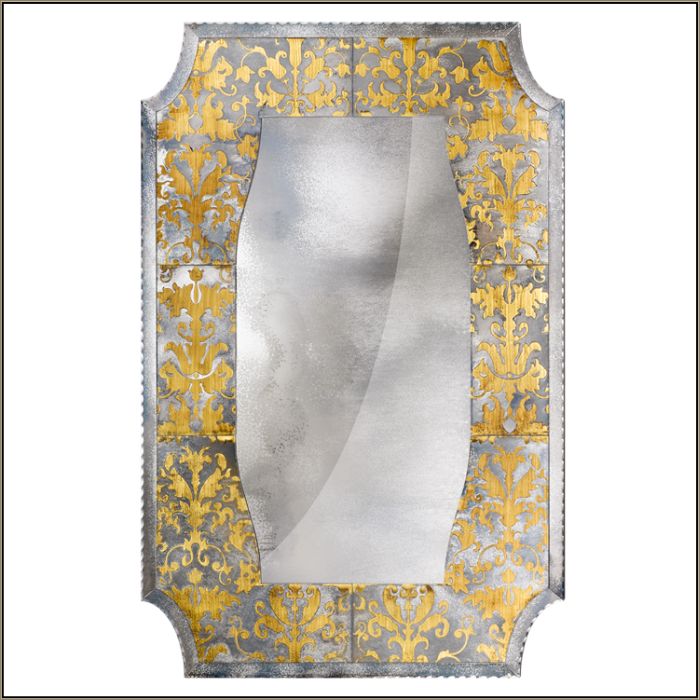 Unusual large Venetian glass mirror in the eglomise style