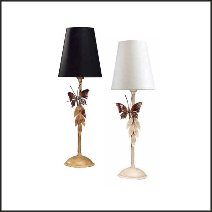 Table lamp with gold leaves and butterfly