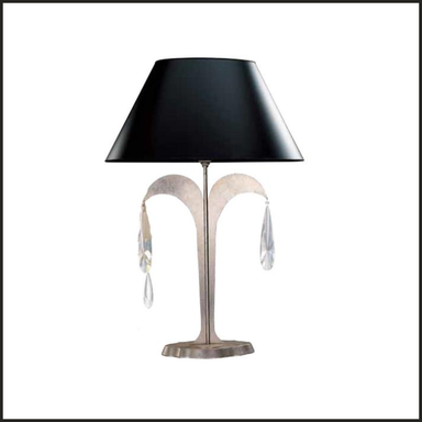 Table lamp with hanging glass crystals