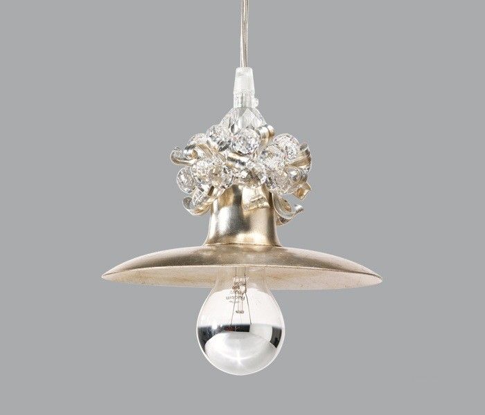 Single Lamp Chandelier with premium Elements in Silver & Gold