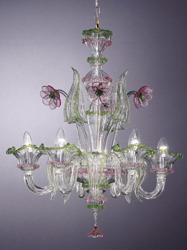 Murano crystal chandelier with flowers
