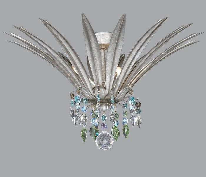 Silver Metal Ceiling Light with Blue & Green premium Elements