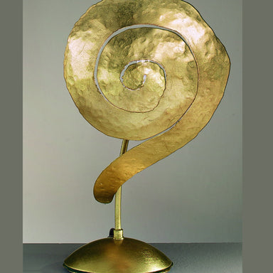 Hand-forged iron spiral table light with golden finish
