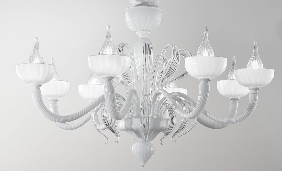 8 Arm White Venetian Chandelier