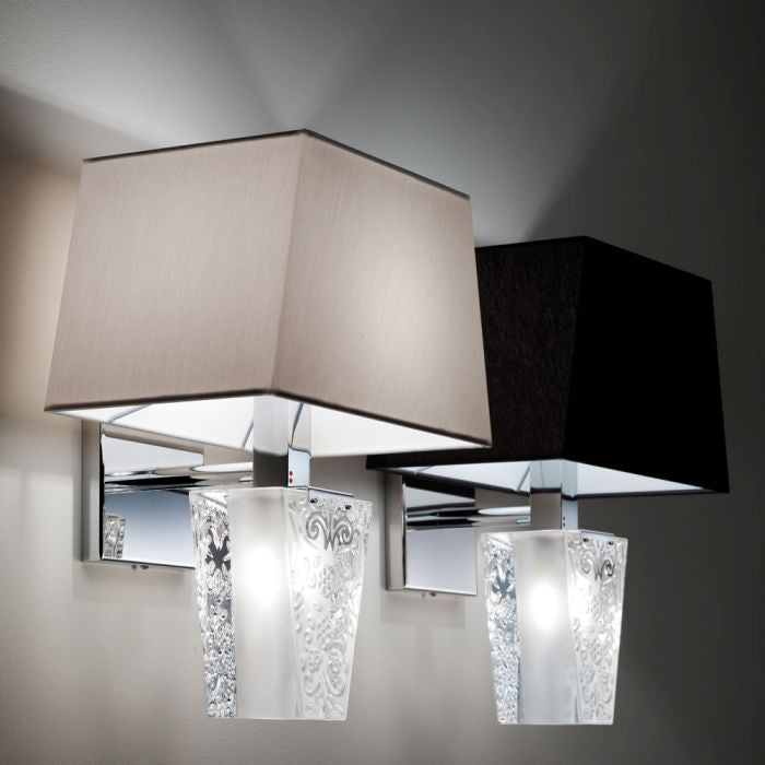 Vicky D03 crystal wall light with shade from Fabbian