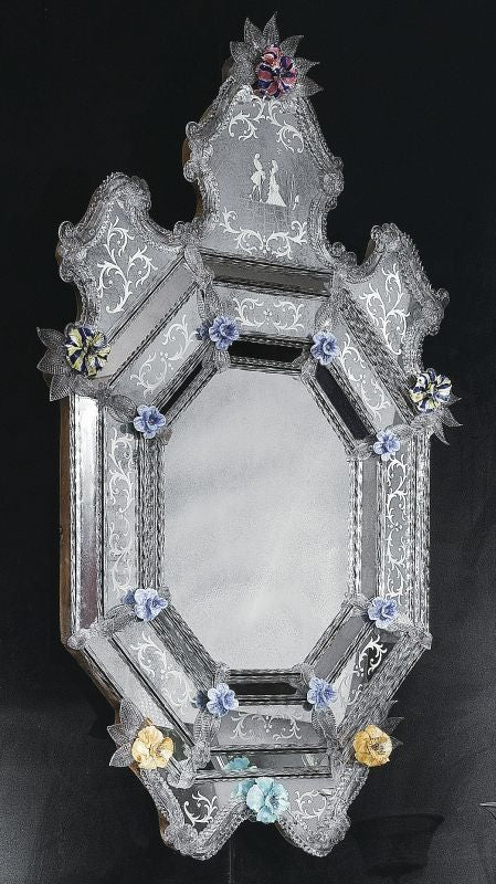 Venetian Mirror with handcrafted Murano glass roses