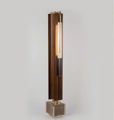 High-end modern walnut and marble floor lamp