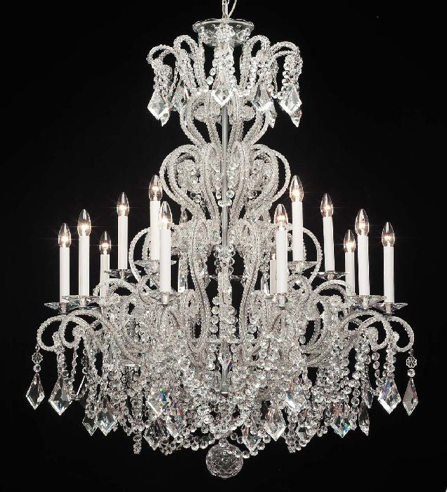 15 Light Silver Chandelier with Bohemian Crystals