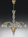 Clear Italian glass 6 light chandelier with gold frame