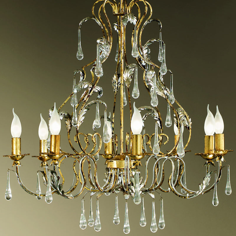 Gold Chandelier with Crystal Droplets